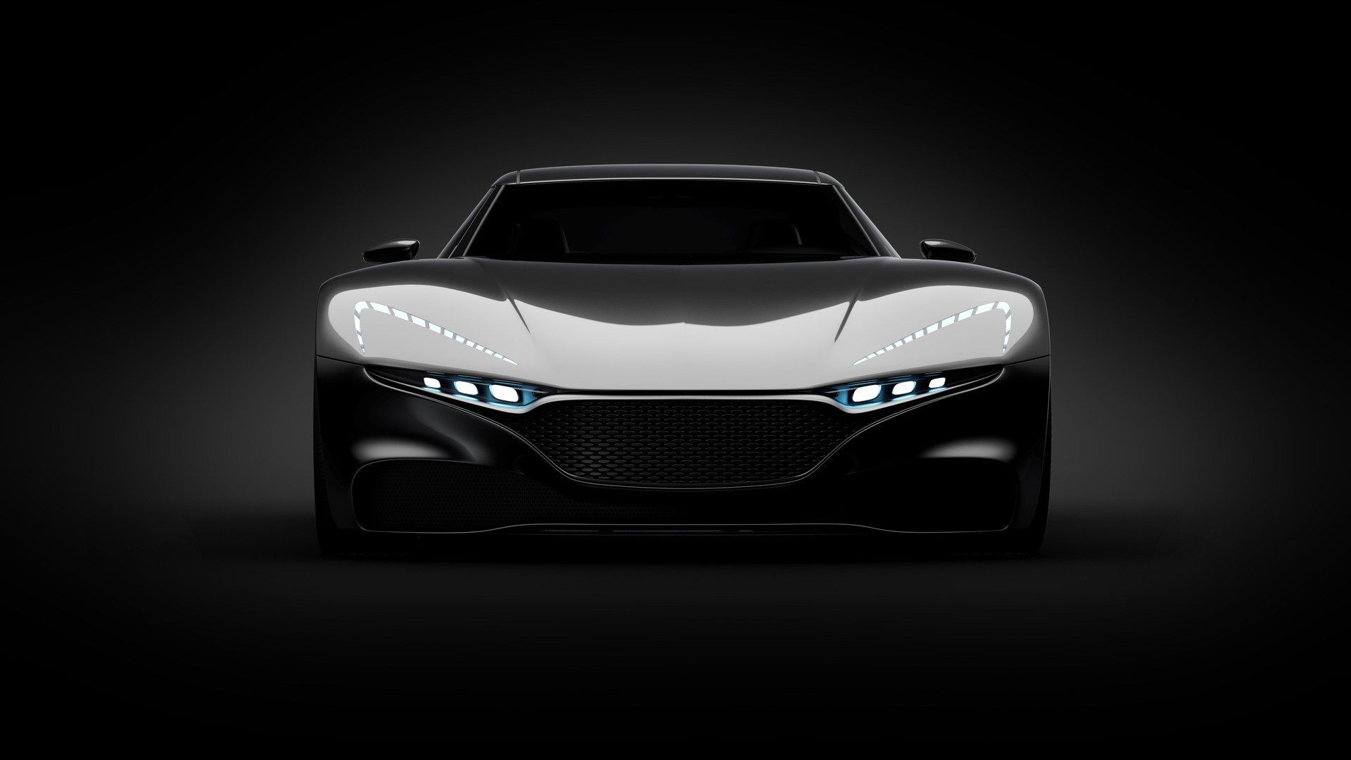black sportscar studio shot
